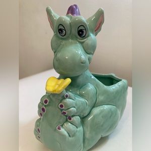 Vintage Napco Ceramic dragon with butterfly planter